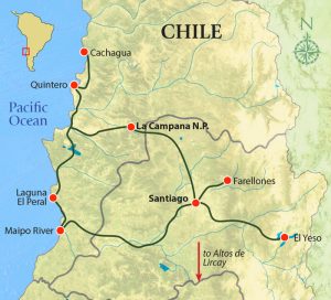 Birding Central Chile Trip Map