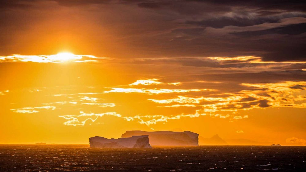 Icebergs at sunset, South Shetland Islands, Antarctica